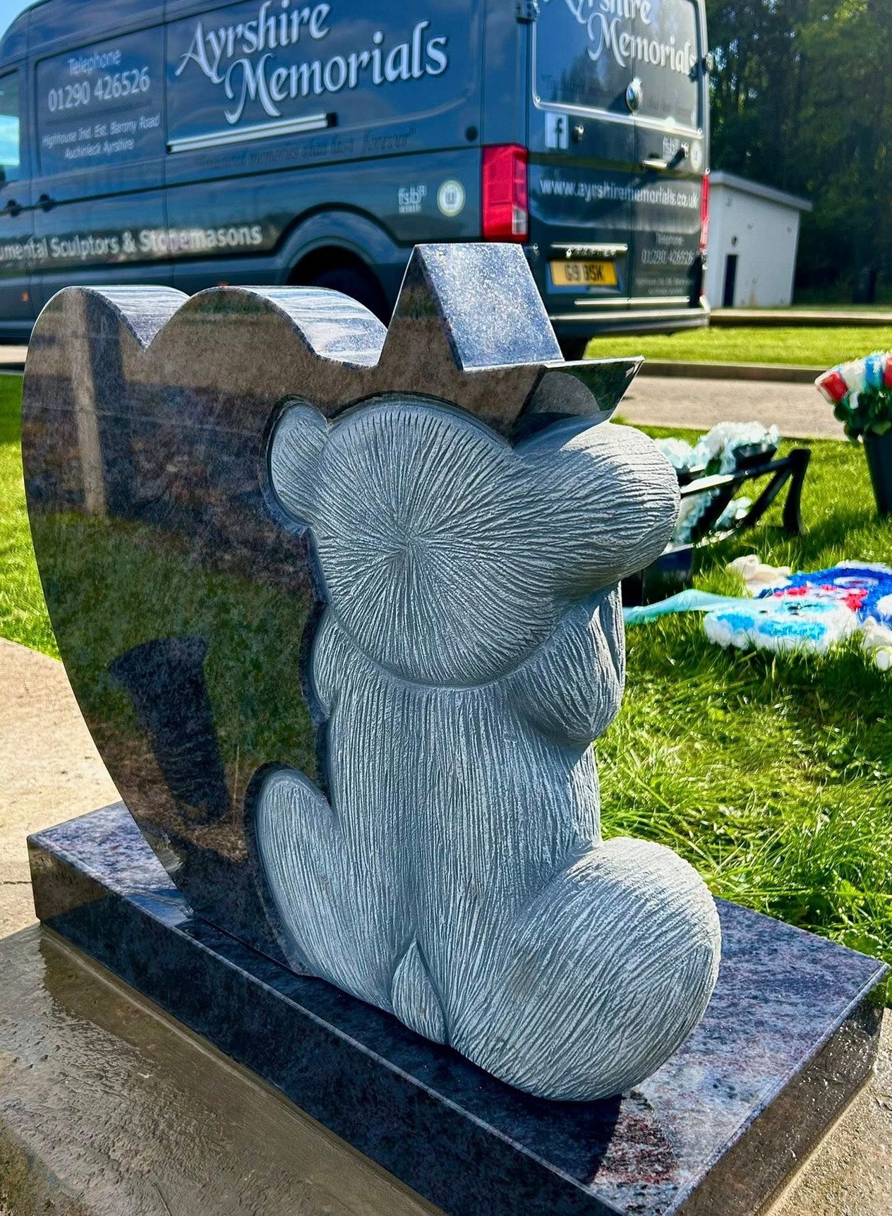 Ayrshire Memorials van alongside a bespoke children's memorial stone